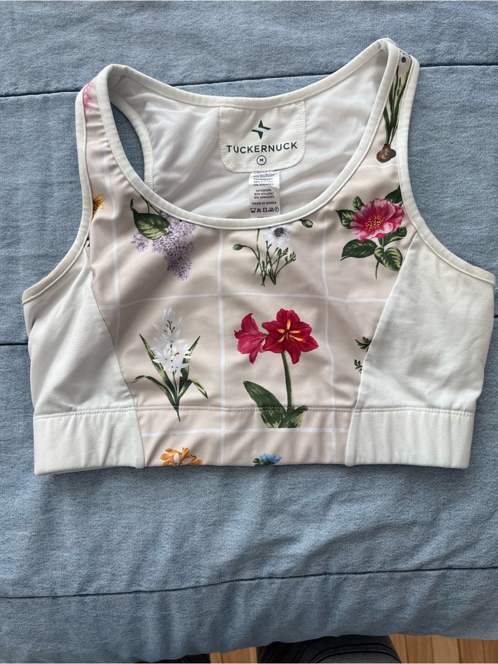 Tuckernuck Cream Floral Racerback Sports Bra